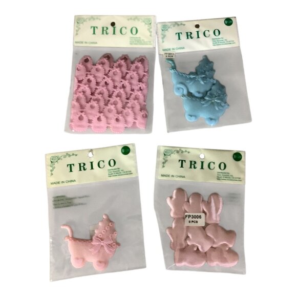 Trico Baby Themed Craft Embellishments 4 Sets Pink And Blue Colors - Picture 8 of 8